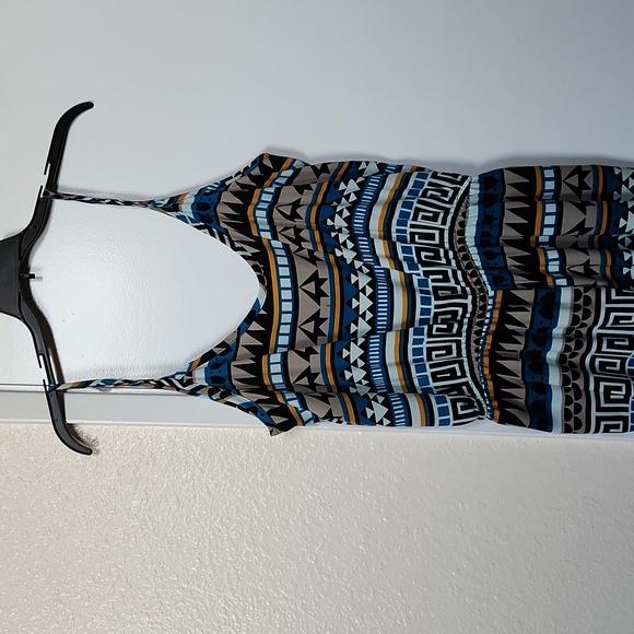 Silky rayon jumpsuit. Pullon, elastin waist ethnic print. - Picture 1 of 3